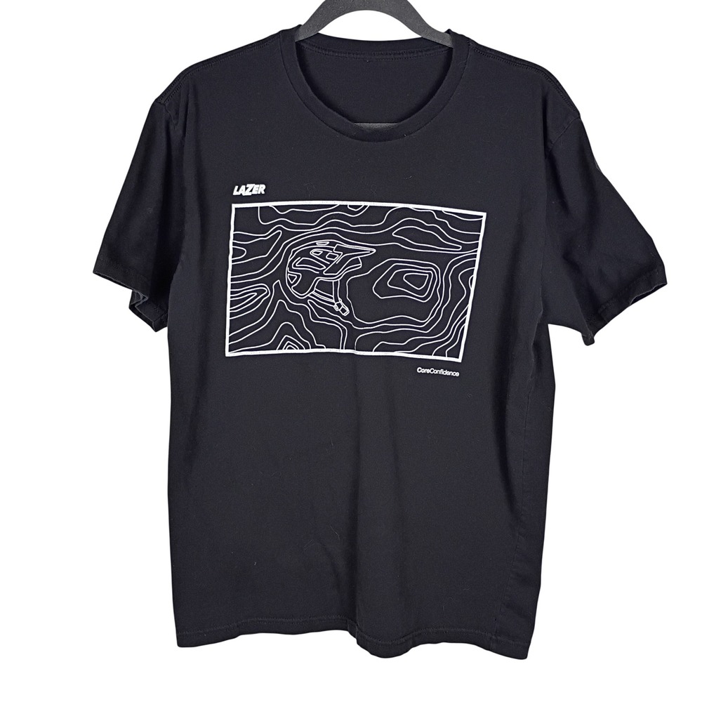 Lazer Core Confidence Mens Black Topographic Graphic T-Shirt Large Cycling Tee